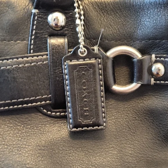 Coach Carly Black Leather Carryall Satchel Bag Tote Shoulder Bag J0878-13236